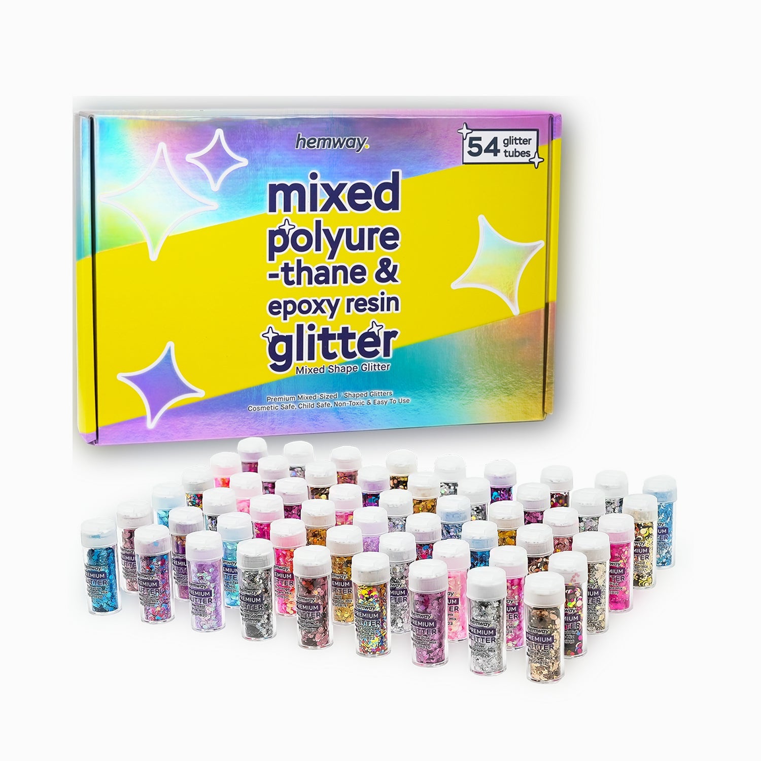 54 Glitter Tube Mixed Polyurethane & Epoxy Glitter Box Glitter Hemway